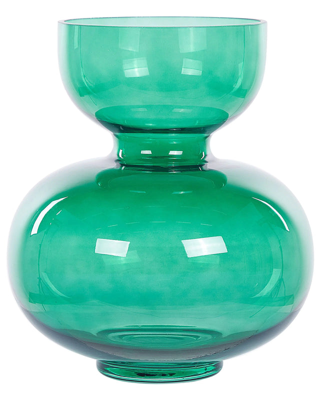 Flower Vase Blue Glass 27 cm Decorative Round Hourglass Shape Tabletop Home Decoration Modern Design Beliani