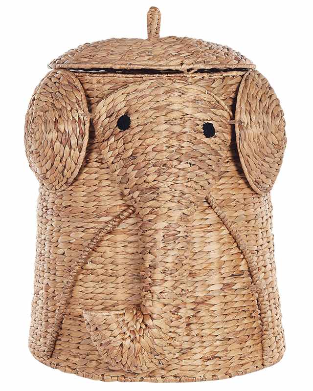 Wicker Elephant Basket Natural Water Hyacinth Woven Toy Hamper Child's Room Accessory Beliani