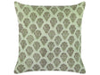 Decorative Cushion Green Velvet and Cotton 45 x 45 cm Floral Pattern Block Printed Boho Decor Accessories Beliani