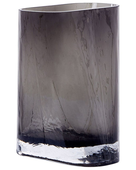 Flower Vase Dark Grey Glass 20 cm Decorative Tabletop Home Decoration Modern Design Beliani