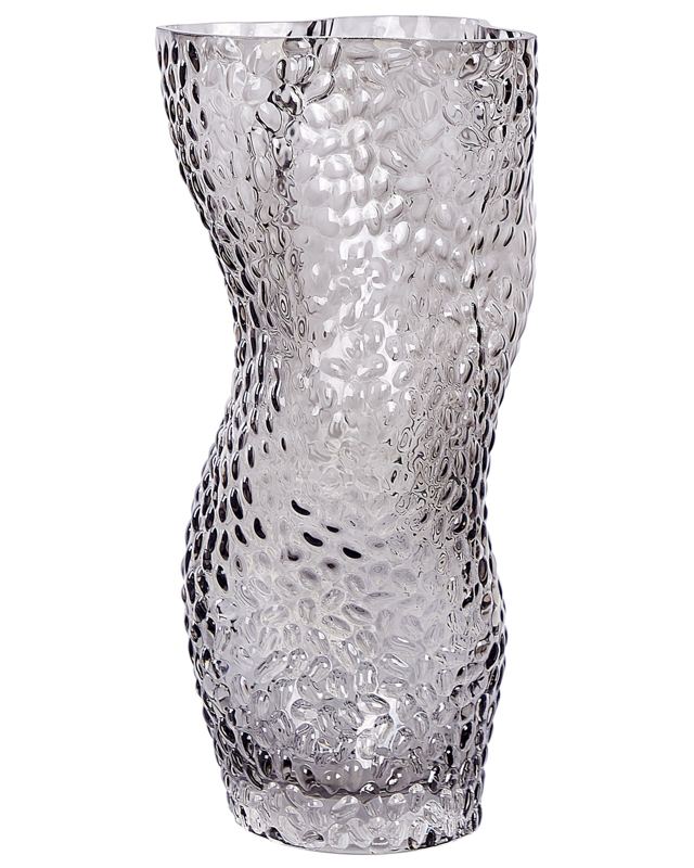 Flower Vase Grey Glass 31 cm Decorative Tabletop Home Decoration Modern Design Beliani