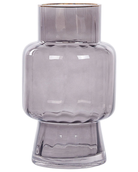 Flower Vase Grey Glass 26 cm Decorative Tabletop Home Decoration Modern Design Beliani