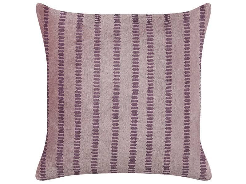 Decorative Cushion Pink Velvet and Cotton 45 x 45 cm Striped Block Printed Boho Decor Accessories Beliani