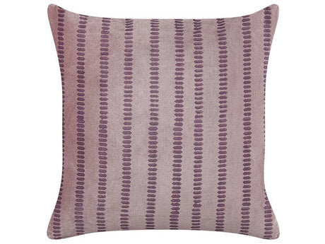 Decorative Cushion Pink Velvet and Cotton 45 x 45 cm Striped Block Printed Boho Decor Accessories Beliani