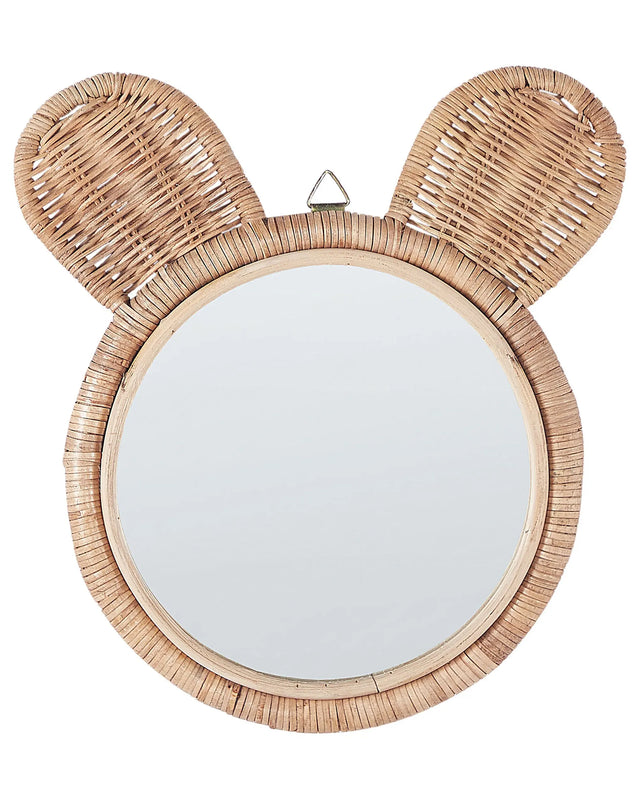 Wall Mirror Natural Rattan  20 cm Decorative Bear Ears Kids Room Boho Modern Beliani