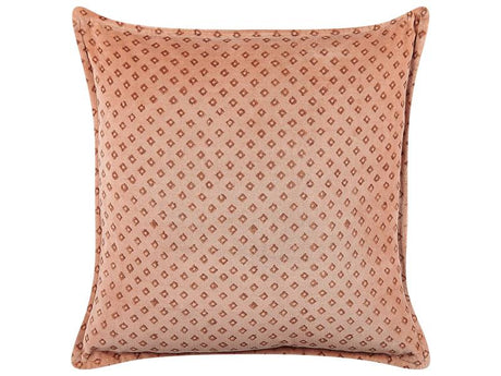 Decorative Cushion Pink Velvet 45 x 45 cm Diamond Pattern Block Printed Boho Decor Accessories Beliani