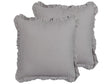 Set of 2 Decorative Cushions Grey Linen 45 x 45 cm Solid Colour Fringe Home Decoration Beliani