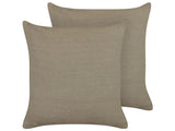 Set of 2 Decorative Cushions Taupe Linen 45 x 45 cm Solid Colour Home Decoration Beliani