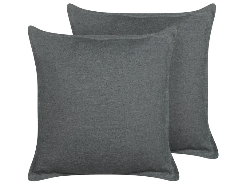 Set of 2 Scatter Cushions Dark Grey 45 x 45 cm Decorative Throw Pillows Removable Covers Zipper Closure Basic Traditional Style Beliani