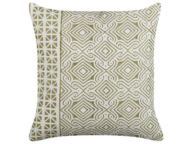 Set of 2 Scatter Cushions Green and White 45 x 45 cm Hand Block Print Removable Covers Zipper Oriental Pattern  Beliani