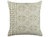 Set of 2 Scatter Cushions Green and White 45 x 45 cm Hand Block Print Removable Covers Zipper Oriental Pattern  Beliani