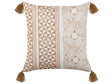 Scatter Cushion Light Brown and White 45 x 45 cm Hand Block Print Removable Covers Zipper Aztec Pattern  Beliani