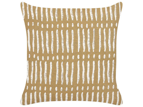 Scatter Cushion Beige and White Cotton 45 x 45 cm Striped Geometric Pattern Handmade Removable Cover with Filling Beliani