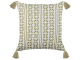 Scatter Cushion Green and White 45 x 45 cm Hand Block Print Removable Covers Zipper Boho  Pattern  Beliani