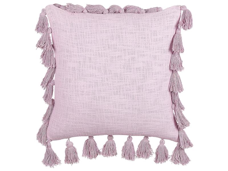 Decorative Cushion Pink Cotton 45 x 45 cm with Tassels Modern Boho Decor Accessories Beliani