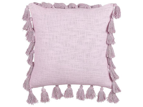 Decorative Cushion Pink Cotton 45 x 45 cm with Tassels Modern Boho Decor Accessories Beliani