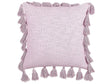 Decorative Cushion Pink Cotton 45 x 45 cm with Tassels Modern Boho Decor Accessories Beliani