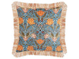 Decorative Cushion Blue Orange Cotton 45 x 45 cm Velvet Flower Motif Fringed Modern Glamour Decor Beliani