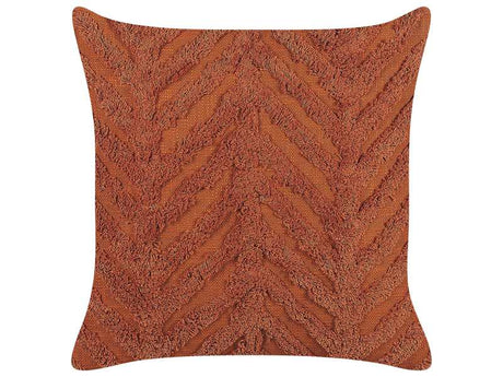 Scatter Cushion Orange Cotton 45 x 45 cm Geometric Pattern  Removable Cover with Filling Boho Style Beliani