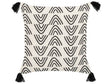 Decorative Cushion White and Black Cotton 45 x 45 cm Geometric Pattern Foil Print Boho Decor Accessories Beliani