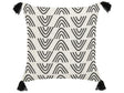 Decorative Cushion White and Black Cotton 45 x 45 cm Geometric Pattern Foil Print Boho Decor Accessories Beliani