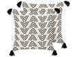 Set of 2 Decorative Cushions White and Black Cotton 45 x 45 cm Geometric Pattern Foil Print Boho Decor Accessories Beliani