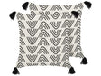 Set of 2 Decorative Cushions White and Black Cotton 45 x 45 cm Geometric Pattern Foil Print Boho Decor Accessories Beliani