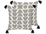 Set of 2 Decorative Cushions White and Black Cotton 45 x 45 cm Geometric Pattern Foil Print Boho Decor Accessories Beliani