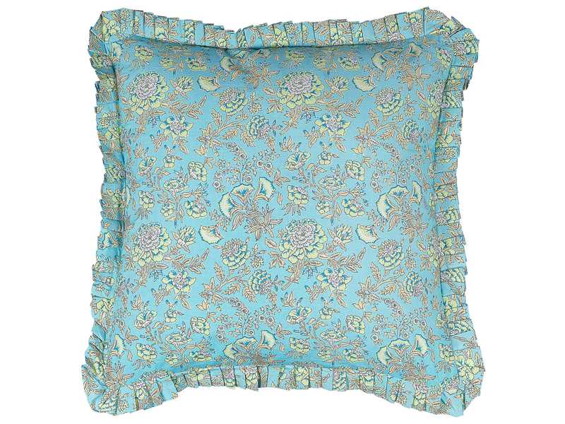 Decorative Cushion Cotton Flower Pattern 45 x 45 cm Removable Cover Zipper Decor Accessories Beliani