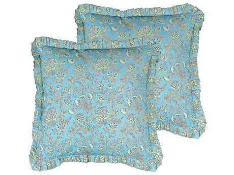 Decorative Cushions Cotton Flower Pattern 45 x 45 cm Removable Cover Zipper Decor Accessories Beliani