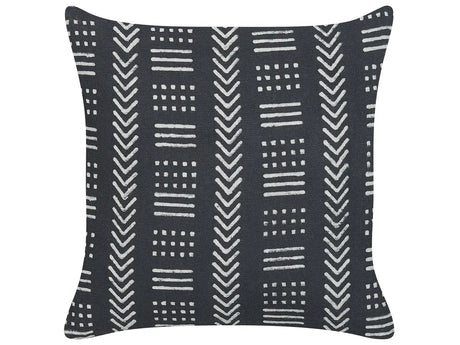 Decorative Cushion Black and White Cotton 45 x 45 cm Geometric Pattern Block Print Boho Decor Accessories Beliani