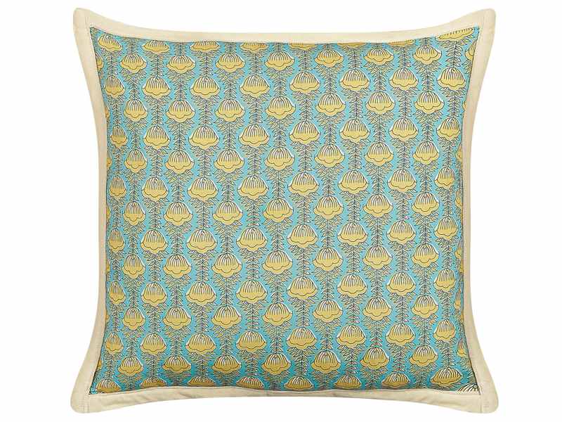 Scatter Cushion Cotton Flower Pattern 45 x 45 cm Decorative Piping Removable Cover Decor Accessories Beliani