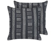 Set of 2 Decorative Cushions Black and White Cotton 45 x 45 cm Geometric Pattern Block Print Boho Decor Accessories Beliani