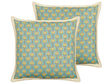 2 Scatter Cushions Cotton Flower Pattern 45 x 45 cm Decorative Piping Removable Cover Decor Accessories Beliani