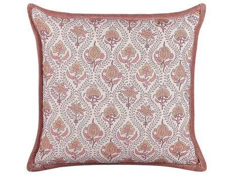 Scatter Cushion Cotton Flower Pattern 45 x 45 cm Decorative Piping Removable Cover Decor Accessories Beliani