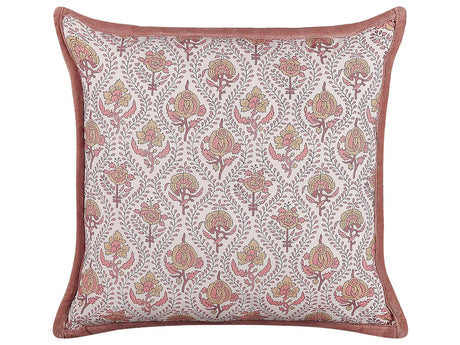Scatter Cushion Cotton Flower Pattern 45 x 45 cm Decorative Piping Removable Cover Decor Accessories Beliani