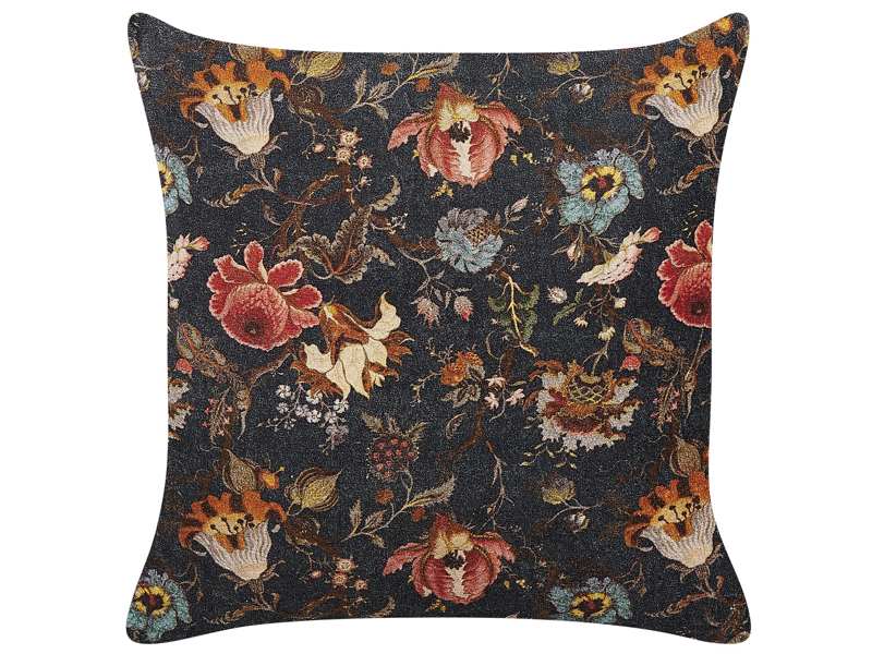 Decorative Cushion Multicolour Cotton 45 x 45 cm Velvet Flower Motif Modern Glamour Decor Beliani