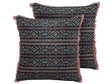 Set of 2 Decorative Cushions Multicolour Cotton 45 x 45 cm Velvet Flower Motif Fringed Modern Glamour Decor Beliani