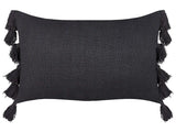 Decorative Cushion Grey e Cotton 35 x 55 cm Solid Pattern with Tassels Boho Decor Accessories Beliani