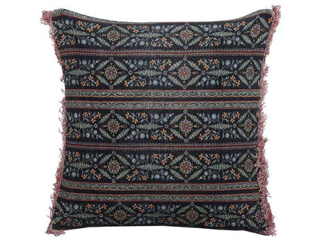 Decorative Cushion Multicolour Cotton 45 x 45 cm Velvet Flower Motif Fringed Modern Glamour Decor Beliani