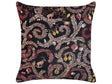 Decorative Cushion Black Pink Cotton 45 x 45 cm Velvet Botanical Motif Modern Glamour Decor Beliani