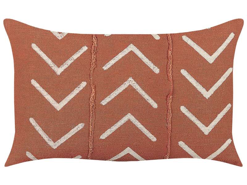 Decorative Cushion Orange Cotton 35 x 55 cm Geometric Pattern Boho Decor Accessories Beliani