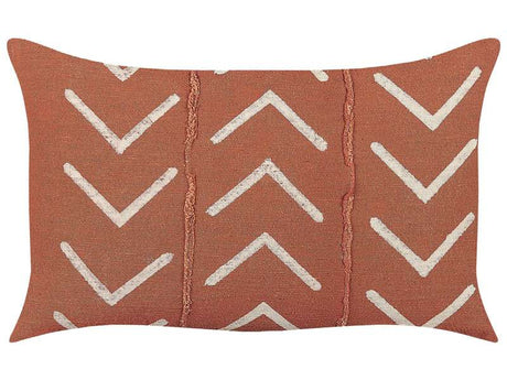 Decorative Cushion Orange Cotton 35 x 55 cm Geometric Pattern Boho Decor Accessories Beliani