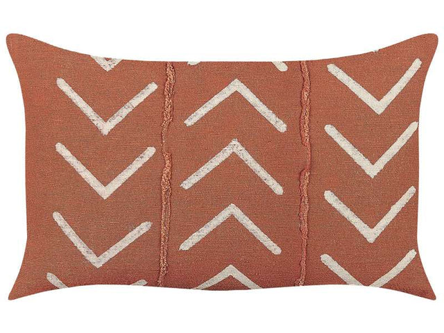 Decorative Cushion Orange Cotton 35 x 55 cm Geometric Pattern Boho Decor Accessories Beliani