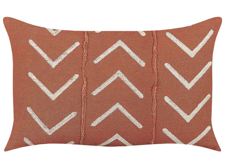 Decorative Cushion Orange Cotton 35 x 55 cm Geometric Pattern Boho Decor Accessories Beliani