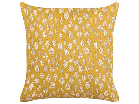 Scatter Cushion Cotton Leaf Pattern 45 x 45 cm Decorative Tassels Removable Cover Decor Accessories Beliani