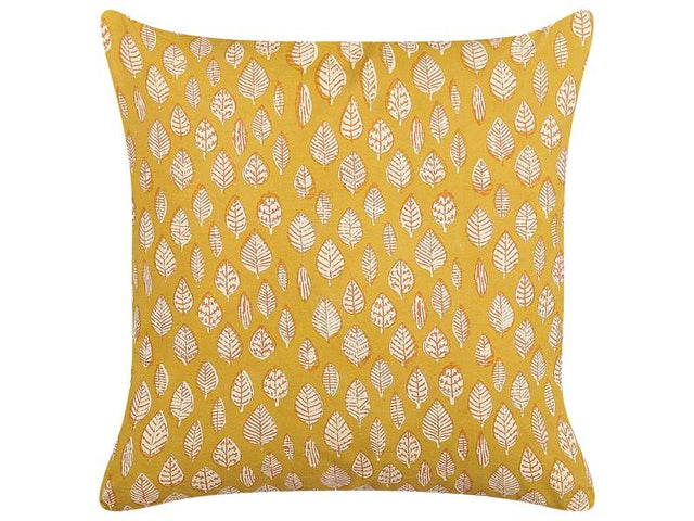 Scatter Cushion Cotton Leaf Pattern 45 x 45 cm Decorative Tassels Removable Cover Decor Accessories Beliani