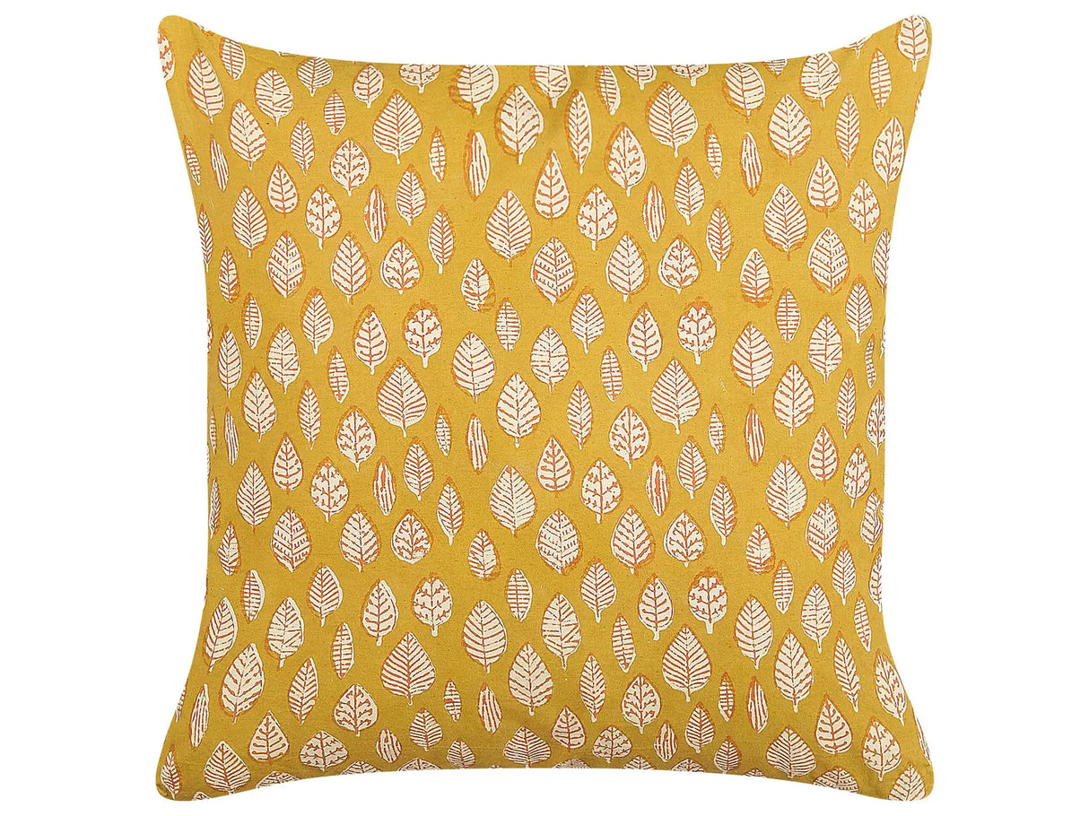 Scatter Cushion Cotton Leaf Pattern 45 x 45 cm Decorative Tassels Removable Cover Decor Accessories Beliani