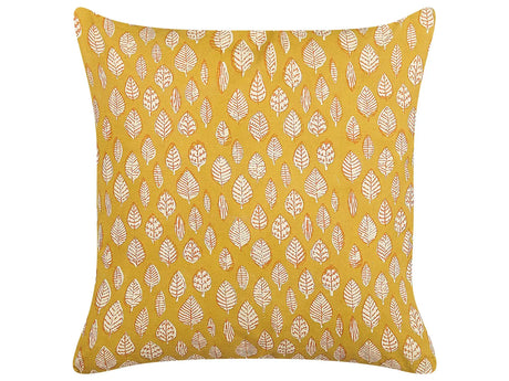 Scatter Cushion Cotton Leaf Pattern 45 x 45 cm Decorative Tassels Removable Cover Decor Accessories Beliani