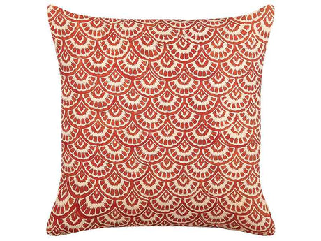 Decorative Cushion Red Cream Cotton Geometric Pattern 45 x 45 cm Retro Design Decor Accessories Beliani